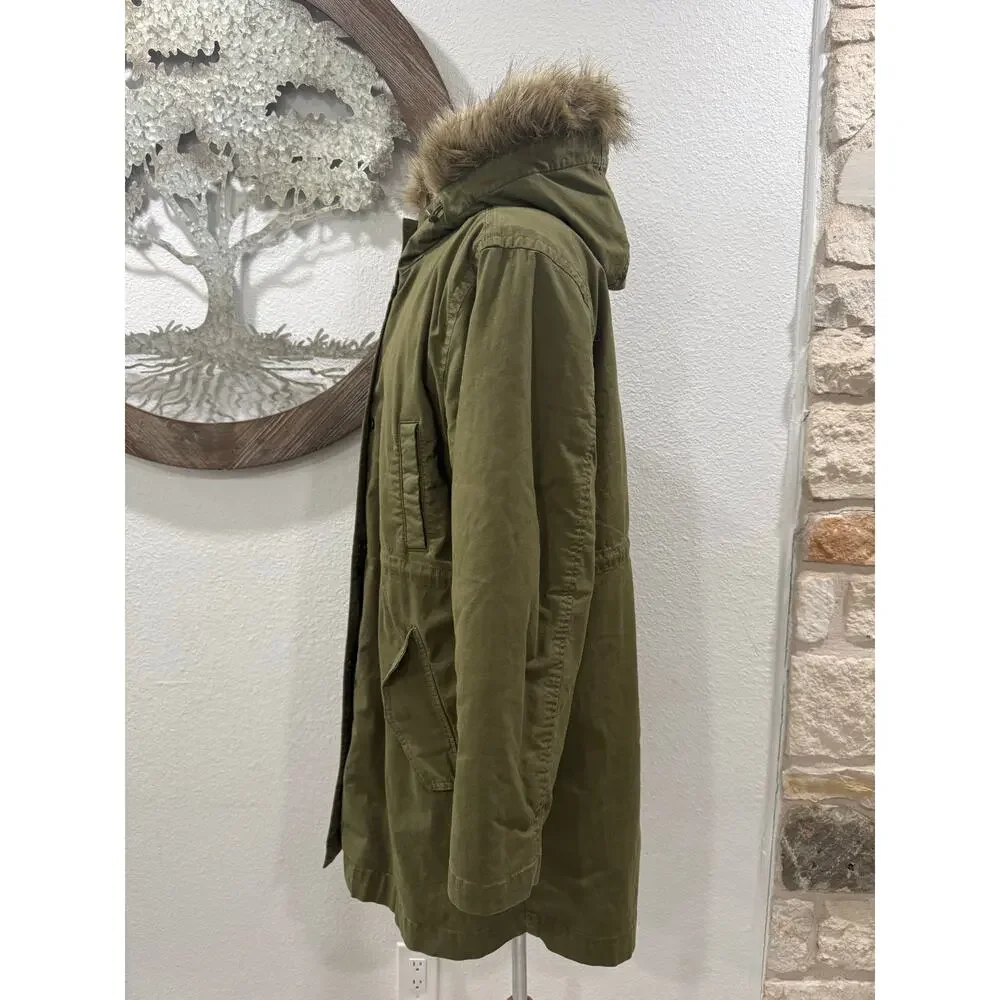 Madewell Bedford Convertible Faux Fur Lined Jacket Parka Anorak Hood Green XL - Picture 5 of 11
